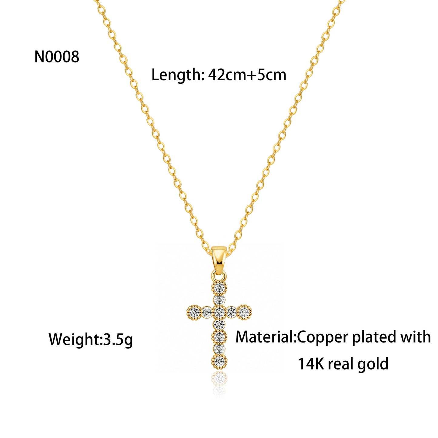 Luminique store | Minimalist Cross Necklace with Diamond Inlay