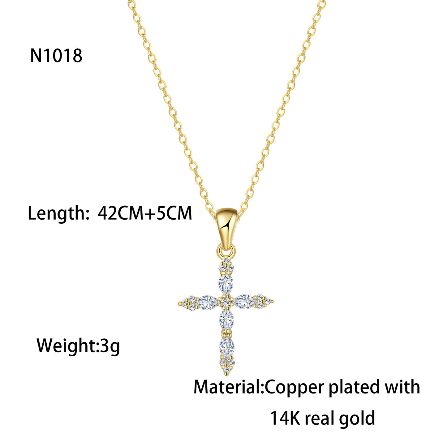Luminique store | Minimalist Cross Necklace with Diamond Inlay