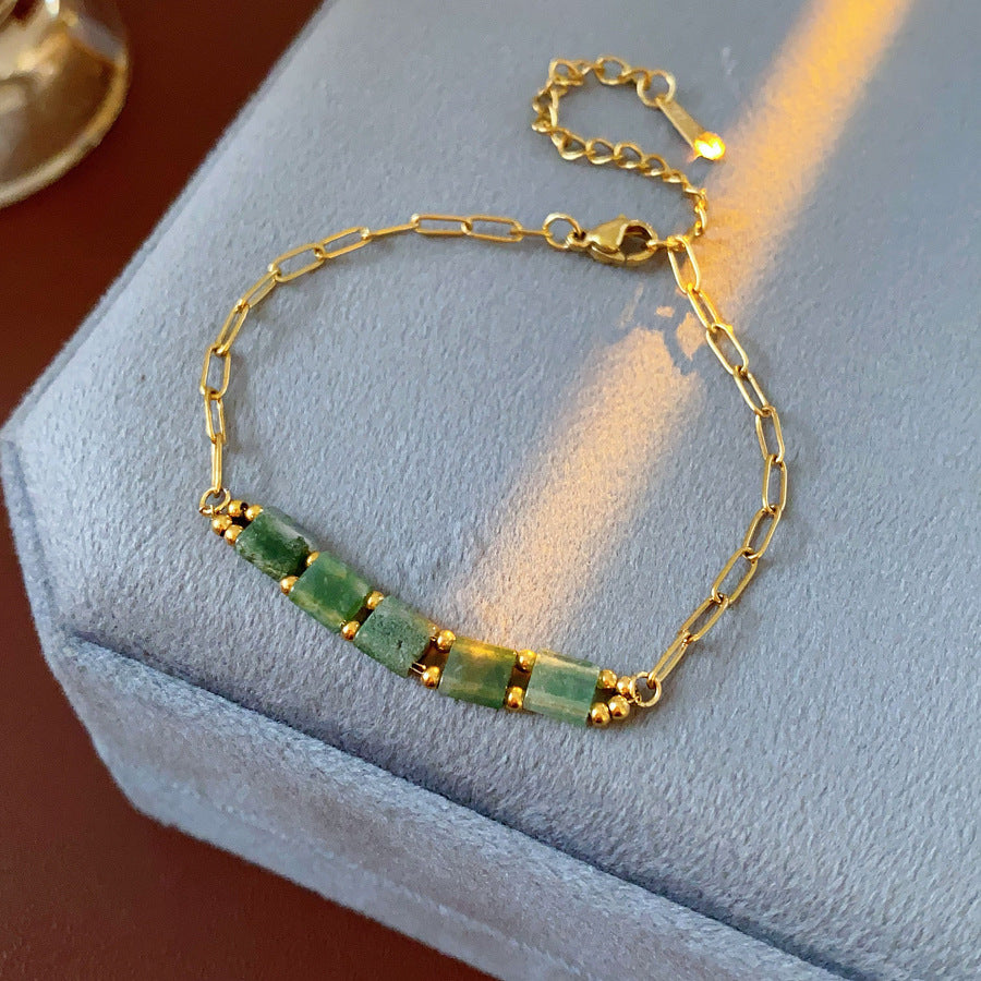 Luminique store | Minimalist Green Malachite Bracelet