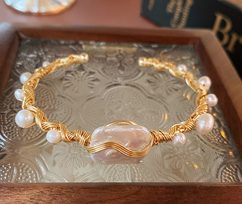 Luminique store | Baroque Irregular Pearl Open Bracelet