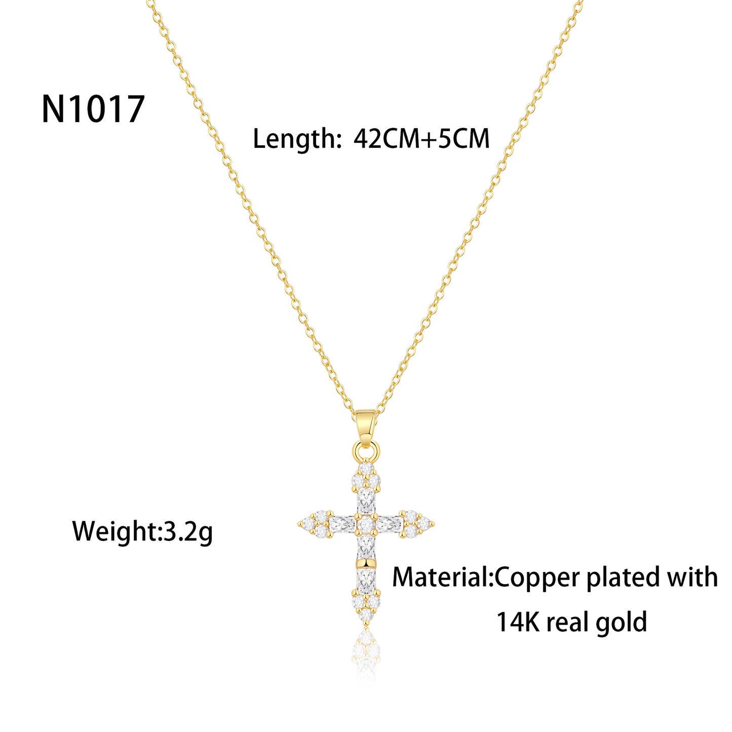 Luminique store | Minimalist Cross Necklace with Diamond Inlay