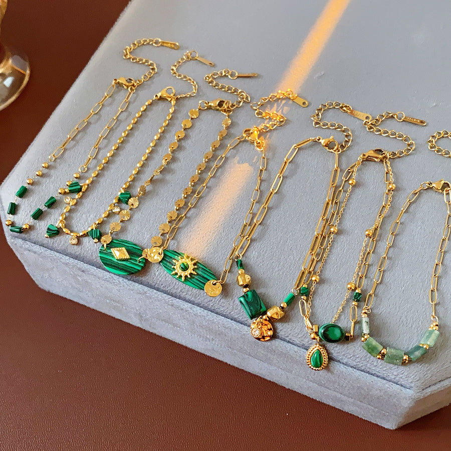 Luminique store | Minimalist Green Malachite Bracelet