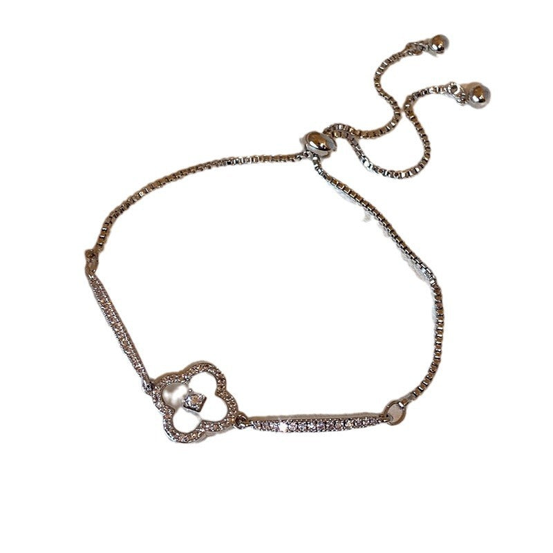 Luminique store | Gold Plated Cubic Zirconia Mother-of-Pearl Bracelet