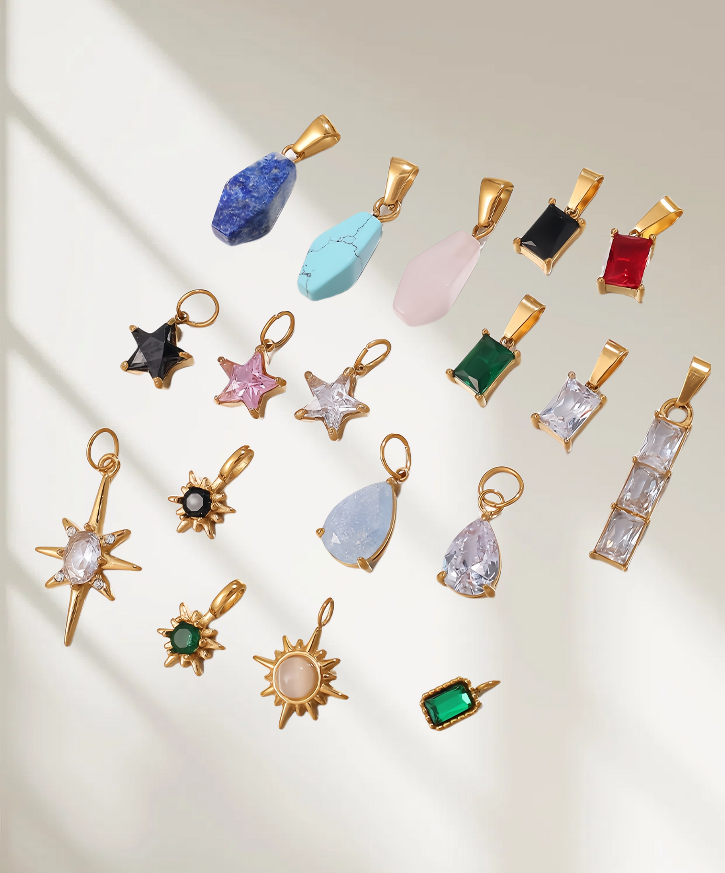 Luminique store | Geometric Star Pendant with Rainbow Gems - DIY Charm Necklace