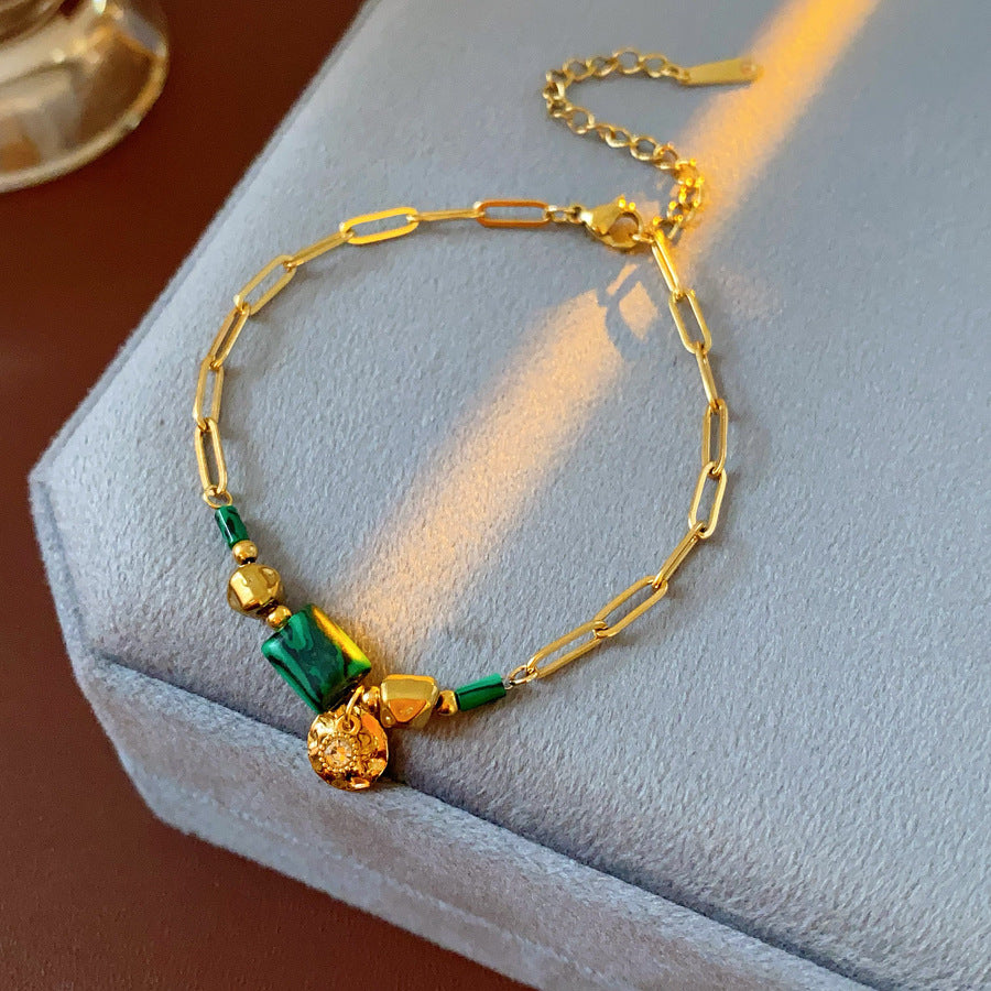 Luminique store | Minimalist Green Malachite Bracelet