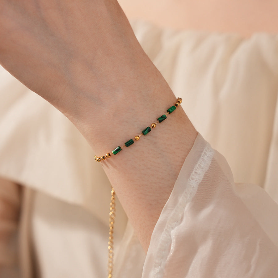 Luminique store | Minimalist Green Malachite Bracelet