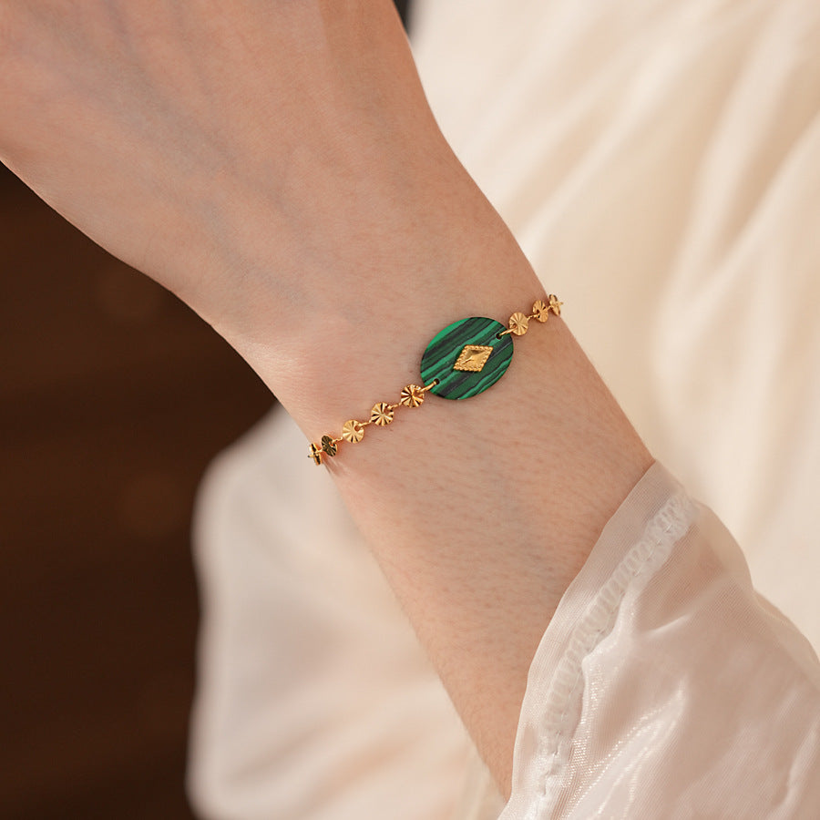 Luminique store | Minimalist Green Malachite Bracelet