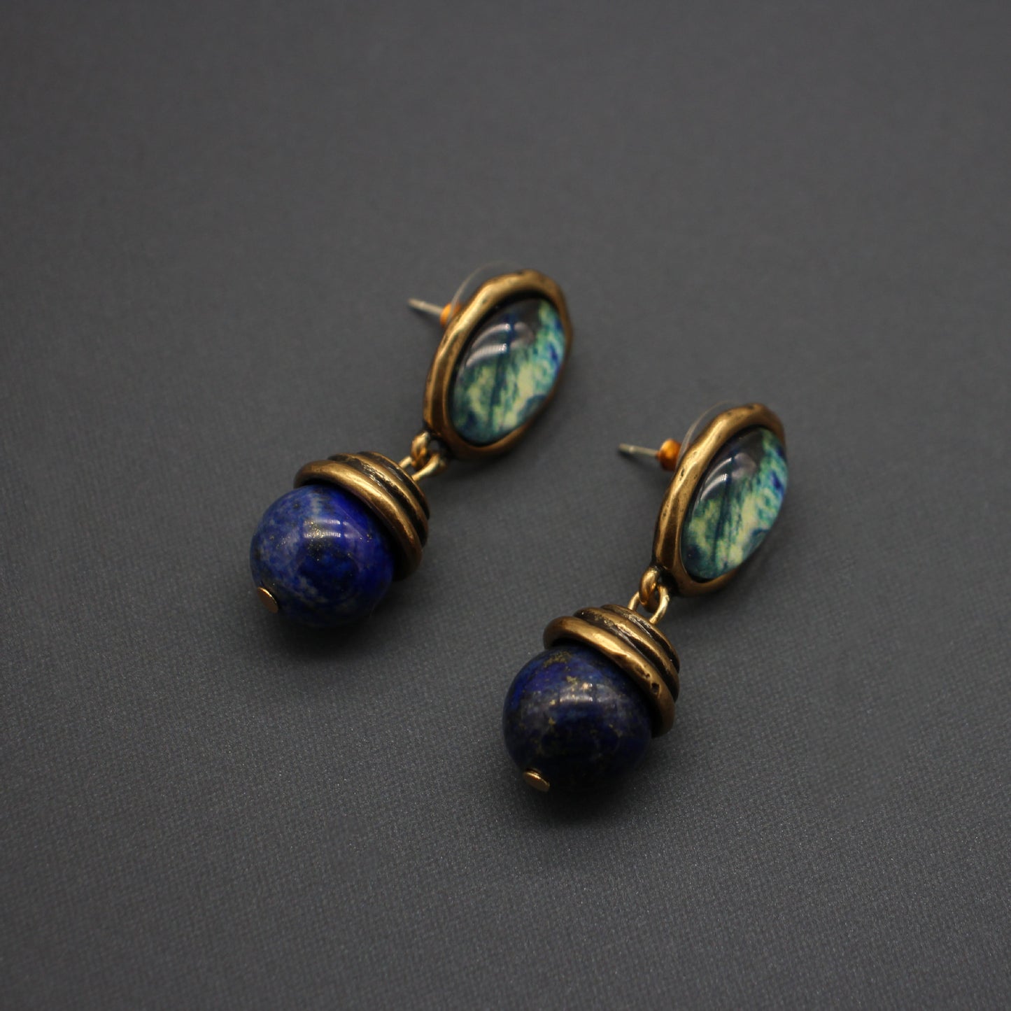 Luminique store | Lapis Lazuli Vintage Pearl Earrings
