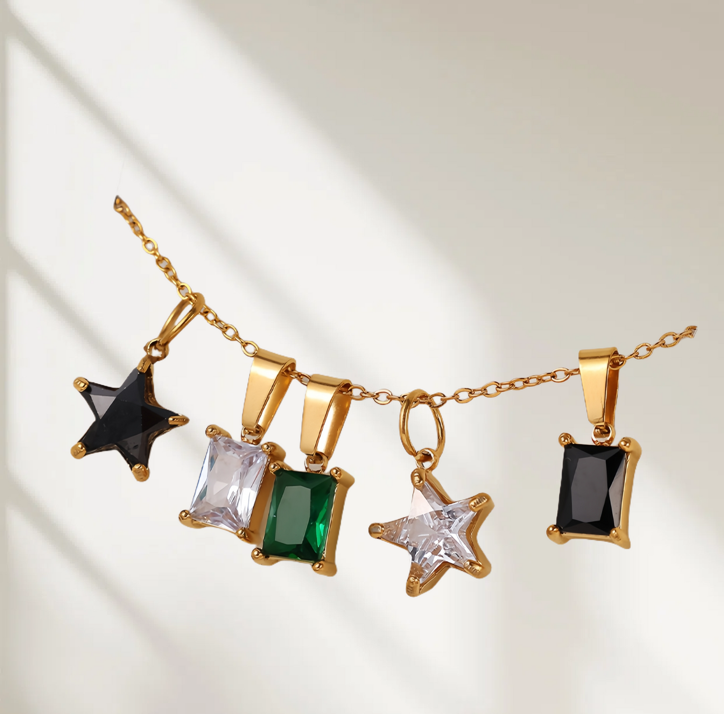 Luminique store | Geometric Star Pendant with Rainbow Gems - DIY Charm Necklace
