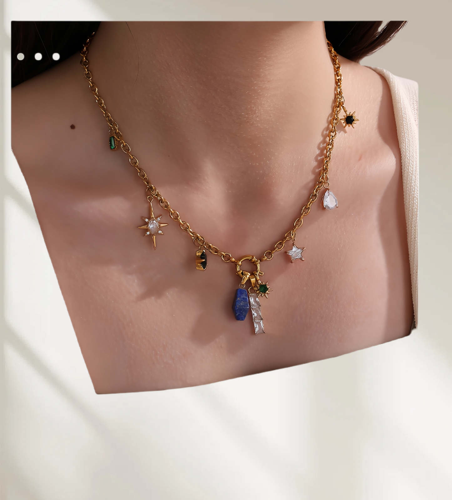 Luminique store | Geometric Star Pendant with Rainbow Gems - DIY Charm Necklace