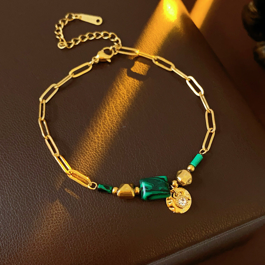 Luminique store | Minimalist Green Malachite Bracelet