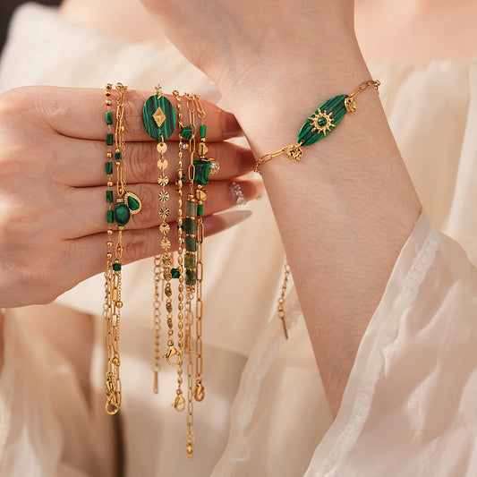 Luminique store | Minimalist Green Malachite Bracelet