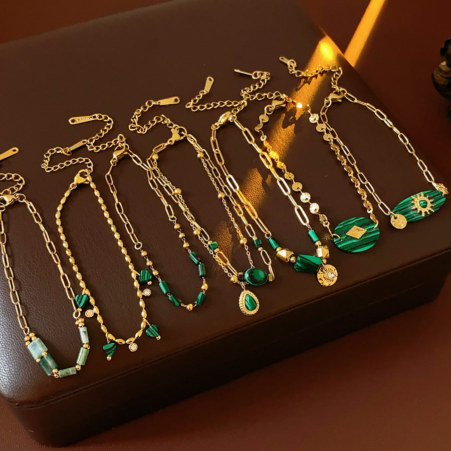 Luminique store | Minimalist Green Malachite Bracelet