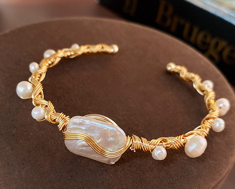 Luminique store | Baroque Irregular Pearl Open Bracelet