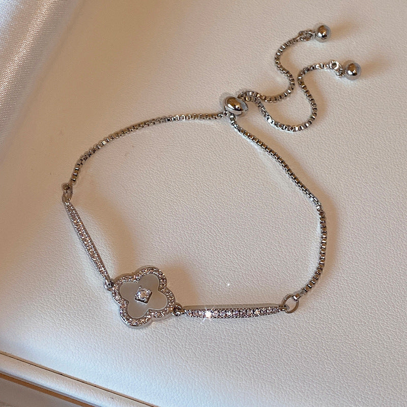Luminique store | Gold Plated Cubic Zirconia Mother-of-Pearl Bracelet