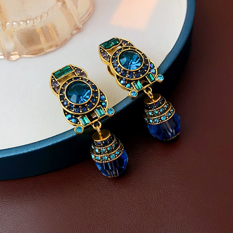 Luminique store | Blue Crystal Vintage Clip-On Earrings