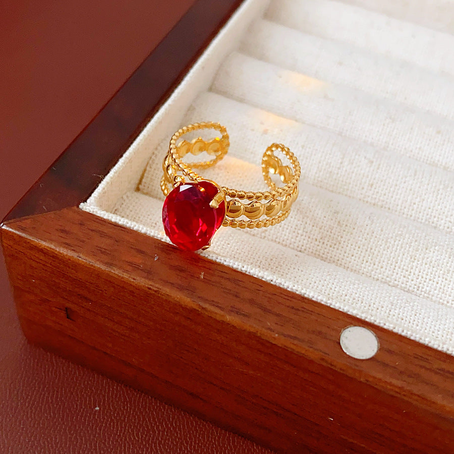 Luminique store | Antique Style Red Zircon Ring