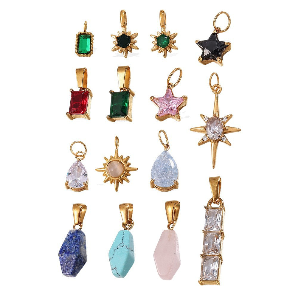 Luminique store | Geometric Star Pendant with Rainbow Gems - DIY Charm Necklace