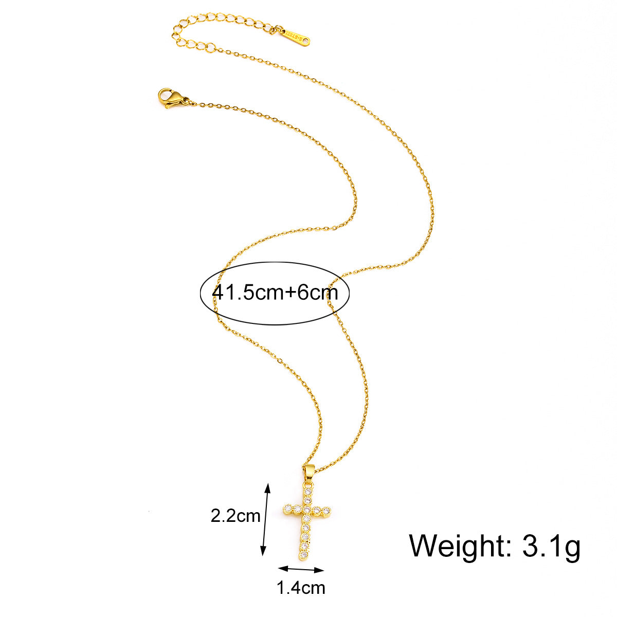 Luminique Store |   Copper Cross Pendant with Full Zircon Inlay, Light Luxury Style