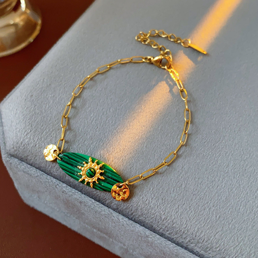Luminique store | Minimalist Green Malachite Bracelet