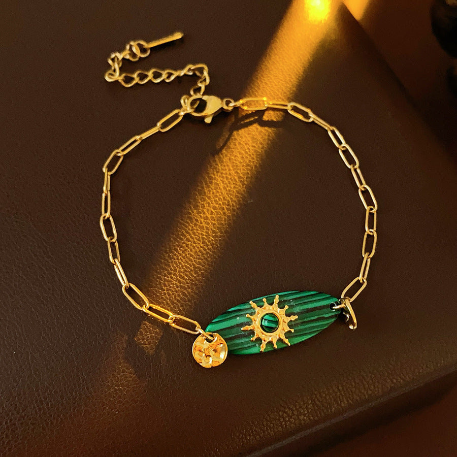 Luminique store | Minimalist Green Malachite Bracelet