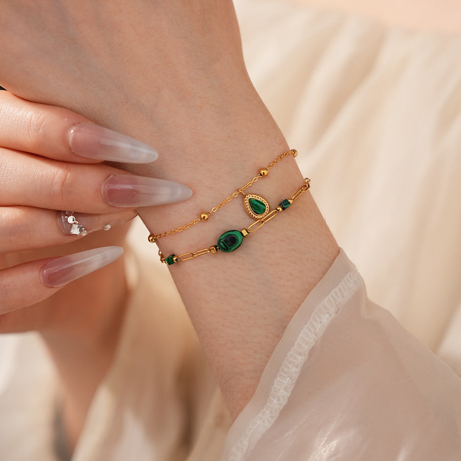 Luminique store | Minimalist Green Malachite Bracelet