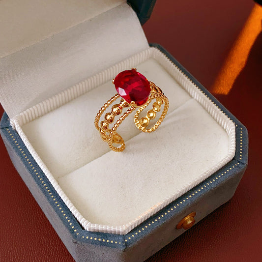 Luminique store | Antique Style Red Zircon Ring