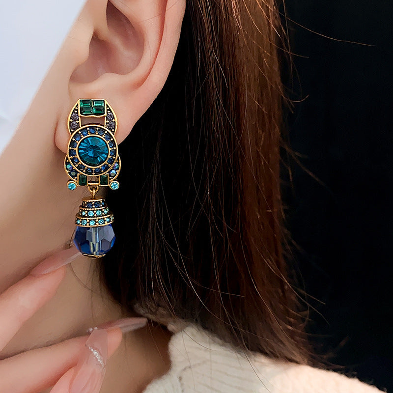 Luminique store | Blue Crystal Vintage Clip-On Earrings