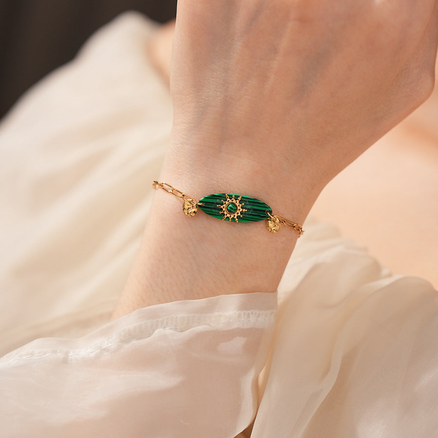 Luminique store | Minimalist Green Malachite Bracelet