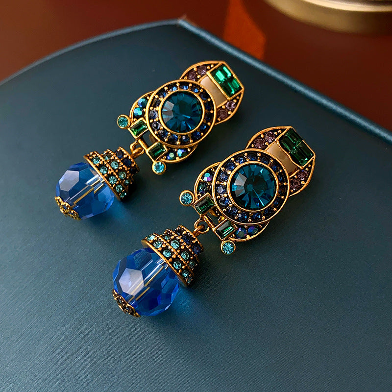 Luminique store | Blue Crystal Vintage Clip-On Earrings