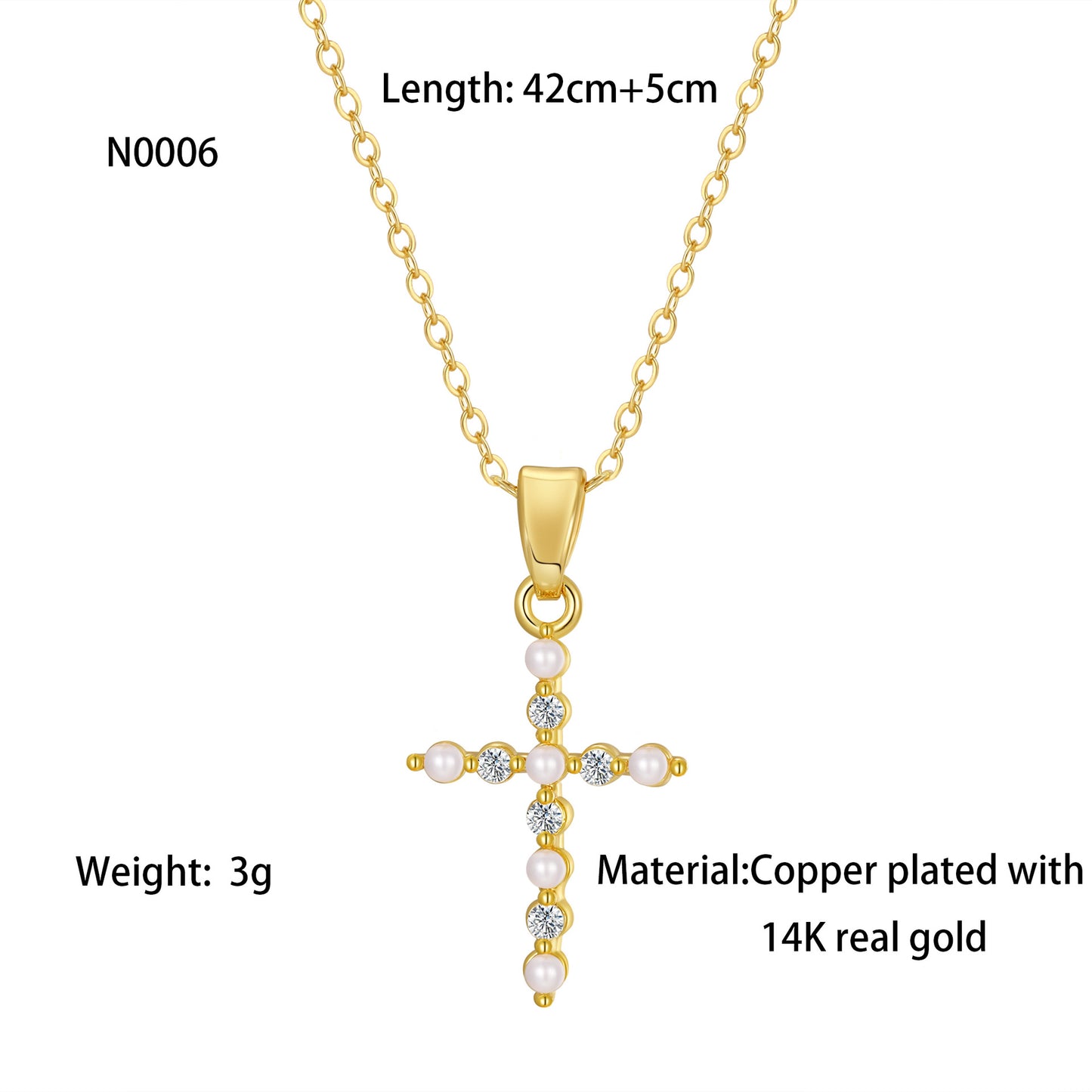 Luminique store | Minimalist Cross Necklace with Diamond Inlay